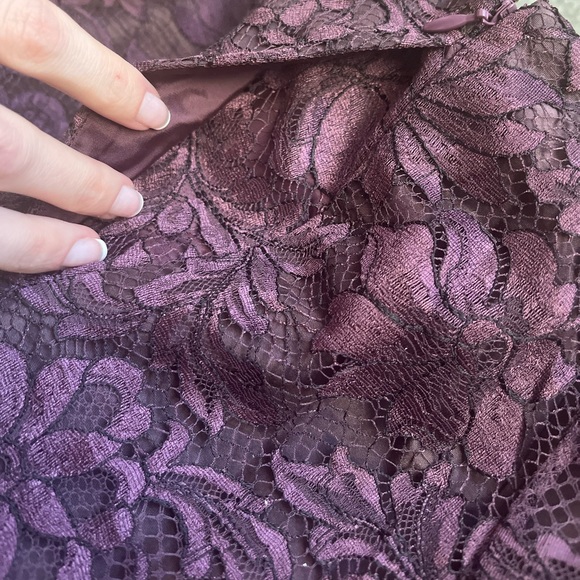 Ralph Lauren Black Label Dark Purple Lace Knee Length A Line Skirt Size 6, NWT - Picture 2 of 9